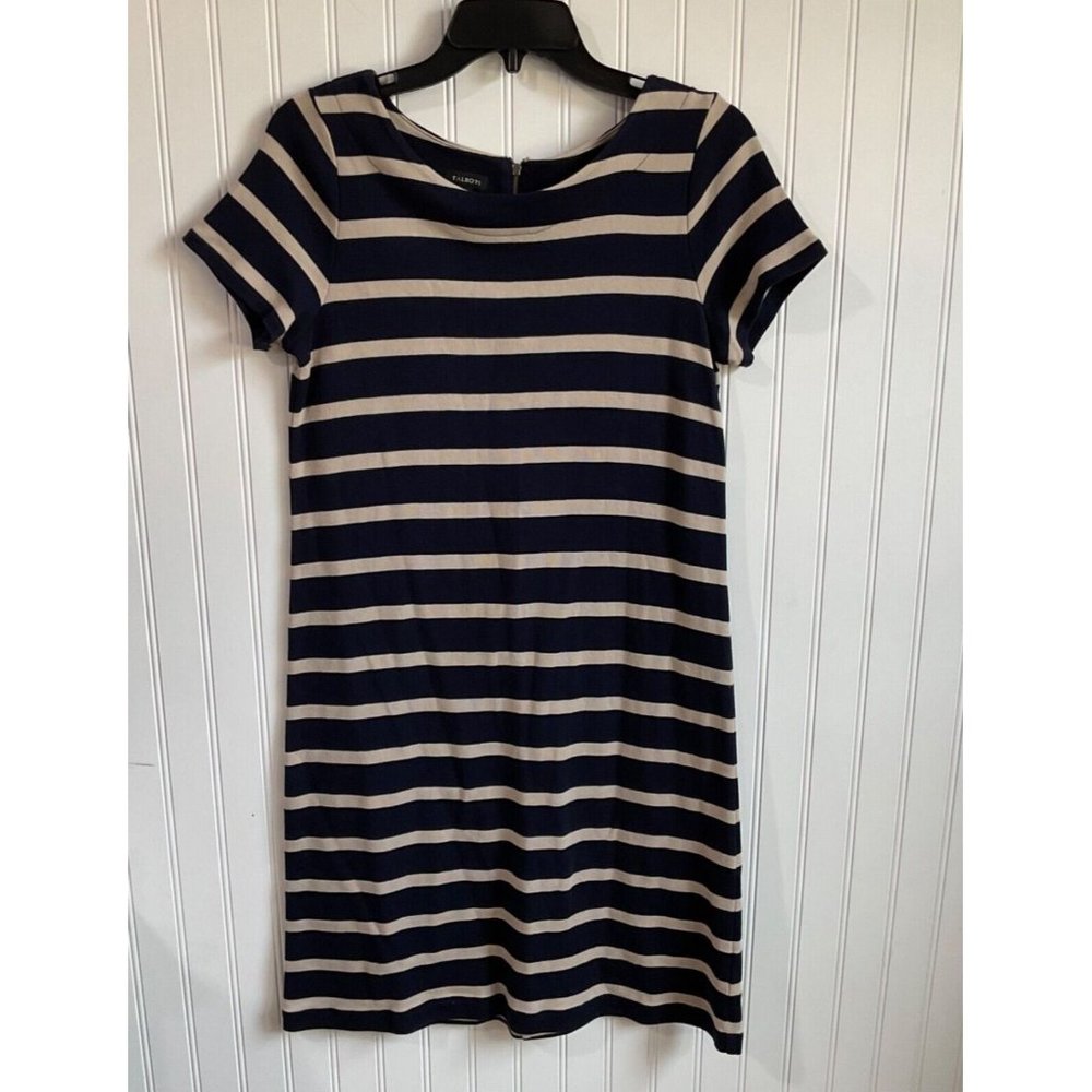 Talbots Dress Womens Small Casual 100% Cotton Striped T-shirt Style Zip Closure